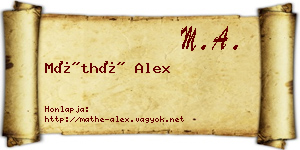 Máthé Alex névjegykártya